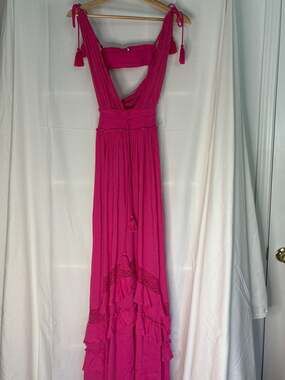 Free People Fuchsia Tie-Shoulder Maxi Dress